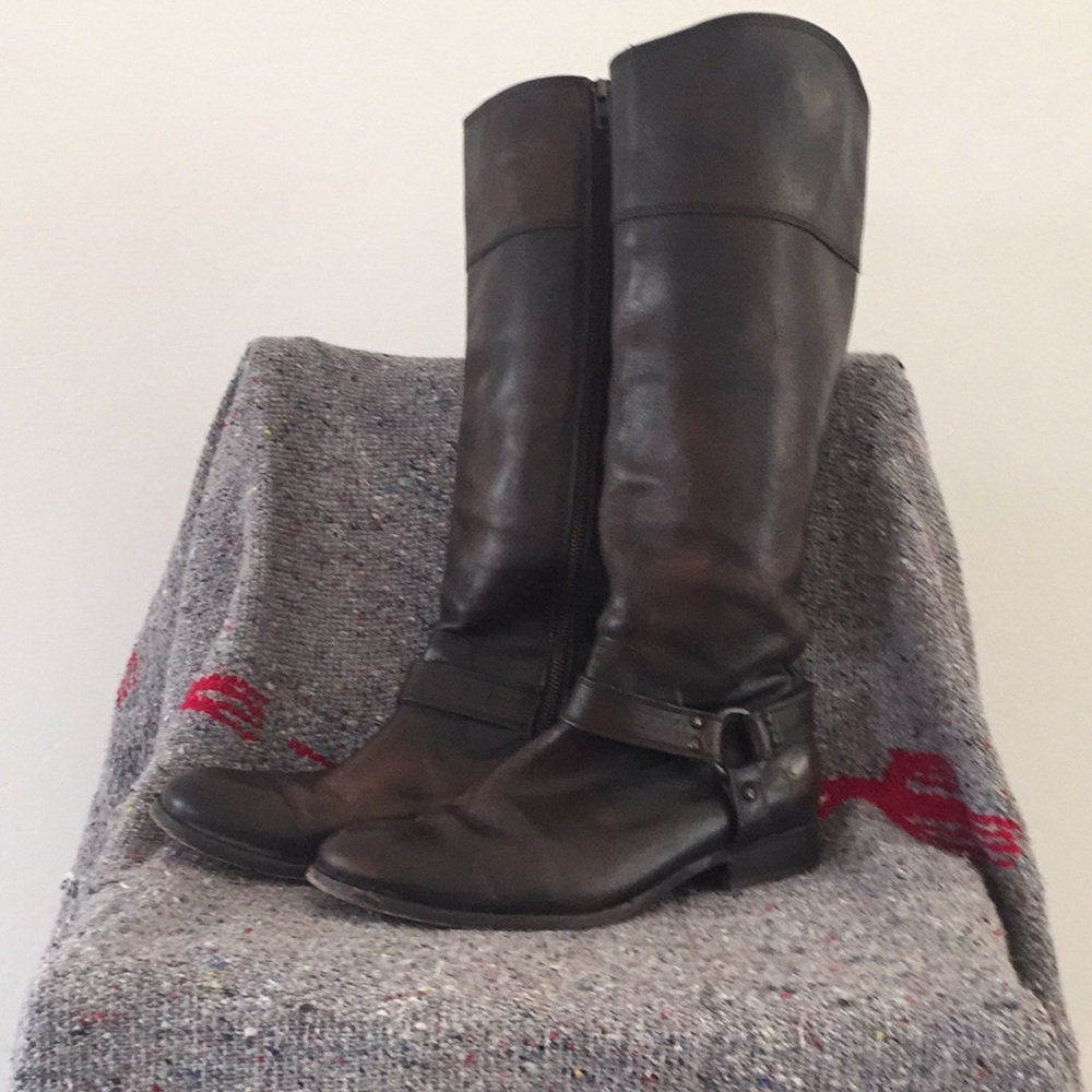 Frye Belted Harness Boots Dark Brown Size 11 B